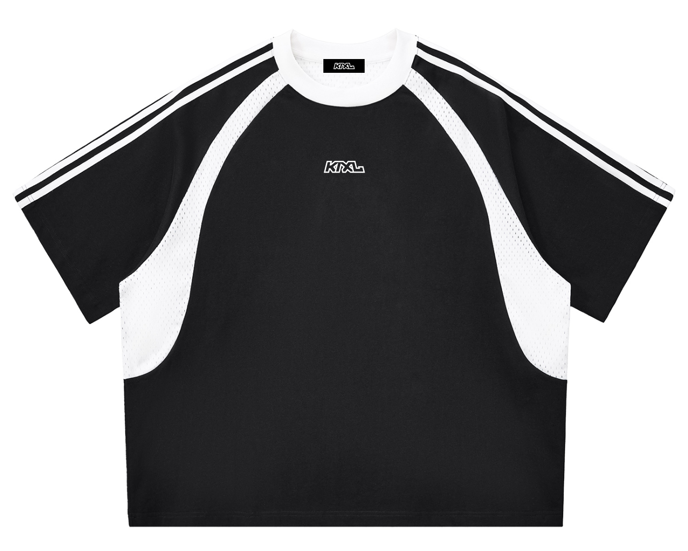 Color Block Striped Mesh Jersey Tee