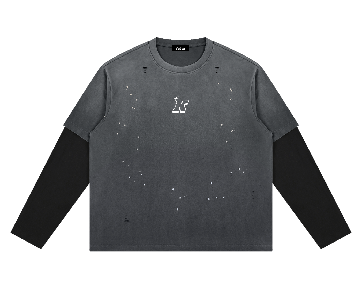 Unisex Distressed Layered Long Sleeve